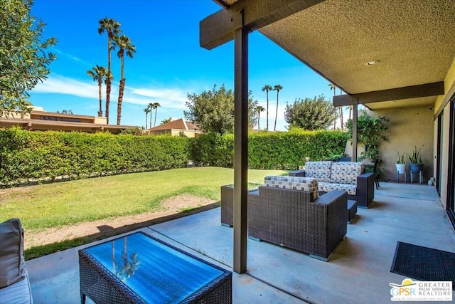 view of patio with an outdoor living space