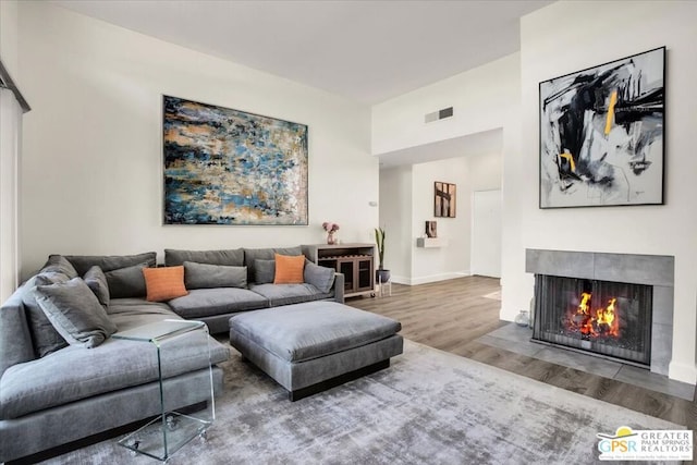 living room featuring hardwood / wood-style flooring