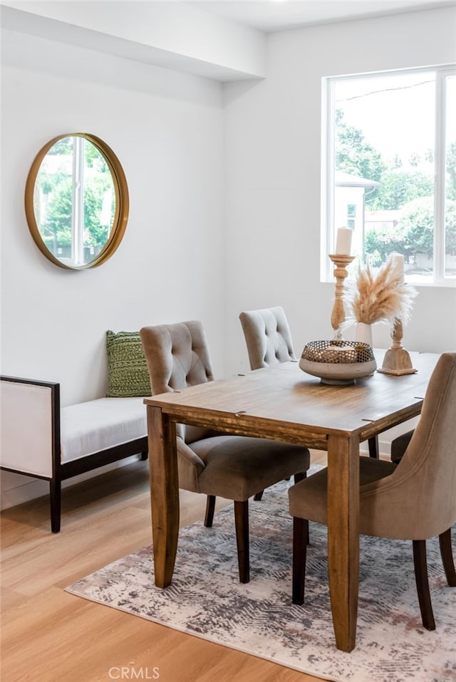 dining area with wood-type flooring