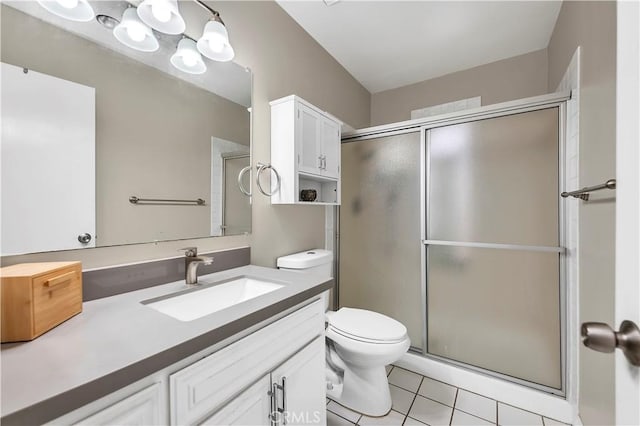 1186 Bottle Tree Way, Hemet, CA 92545 - full bathroom with tile patterned floors, vanity, and a stall shower