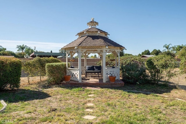 view of yard with a gazebo