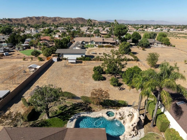 aerial view with a mountain view