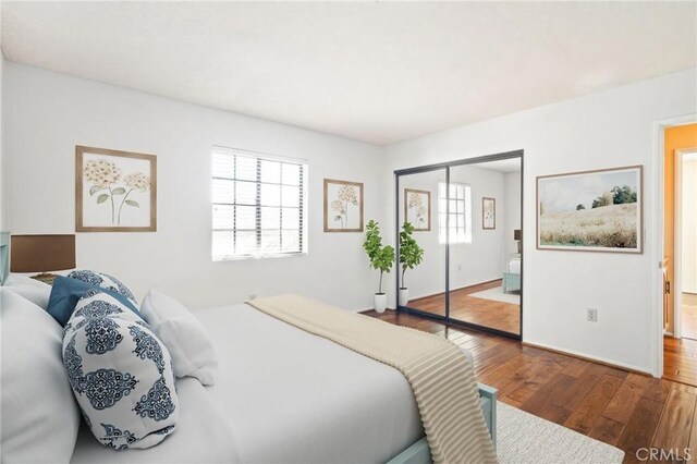 bedroom featuring a closet and hardwood / wood-style flooring