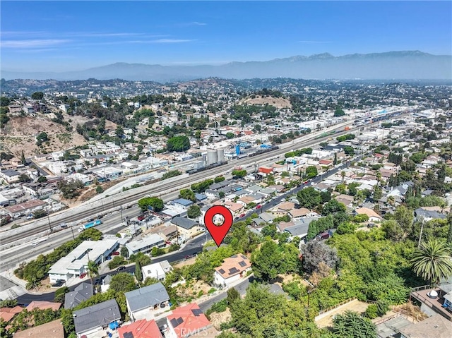 aerial view with a mountain view