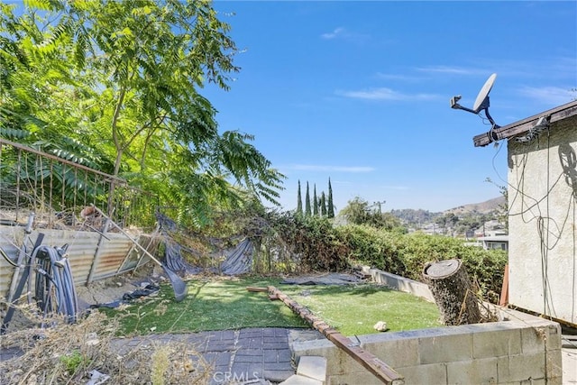 view of yard featuring a mountain view