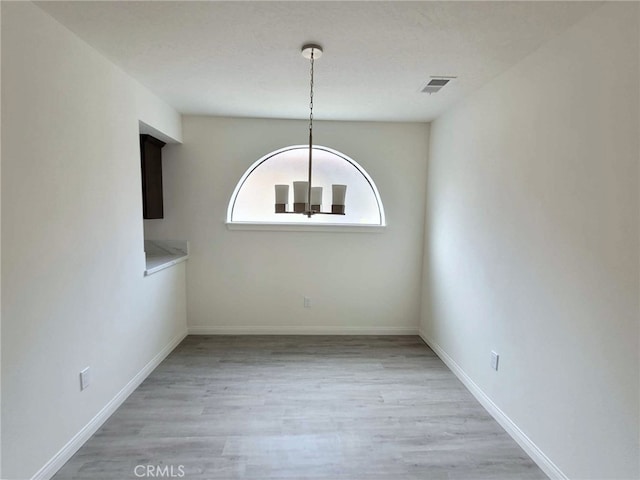 unfurnished dining area featuring light hardwood / wood-style floors