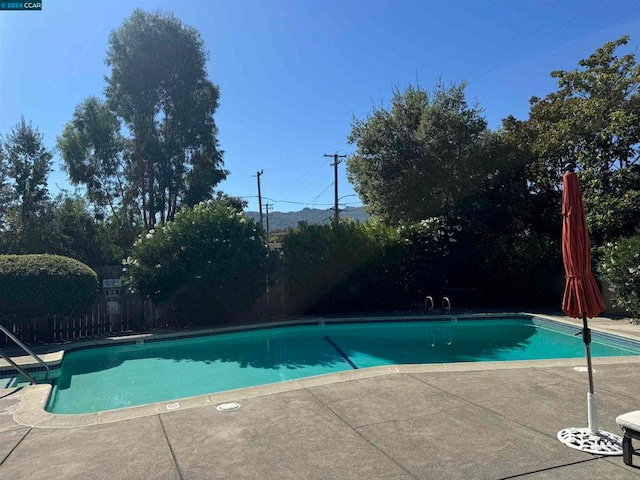 view of swimming pool with a patio area