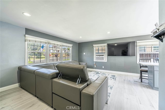 living room with light hardwood / wood-style flooring and plenty of natural light