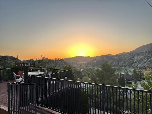 exterior space featuring a mountain view