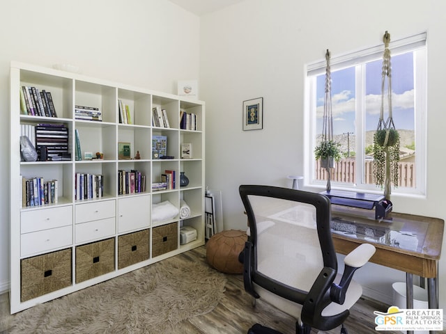 office with hardwood / wood-style floors