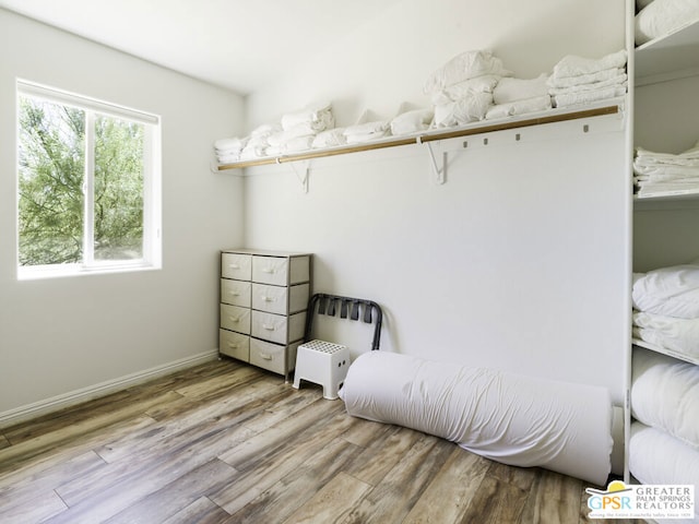 bedroom with light wood-type flooring