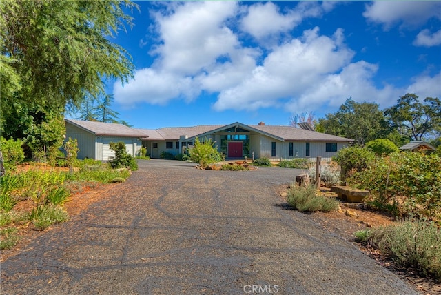 view of single story home