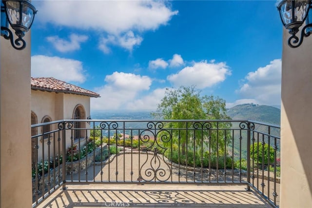 balcony with a mountain view