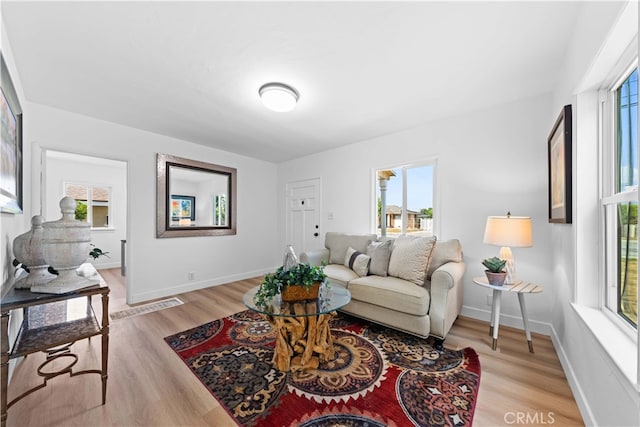 living room featuring light hardwood / wood-style flooring