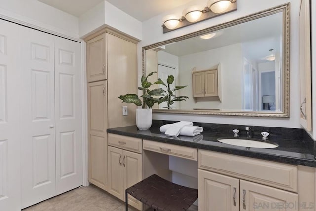 bathroom featuring vanity and tile patterned floors