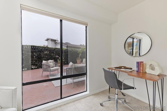 view of tiled home office