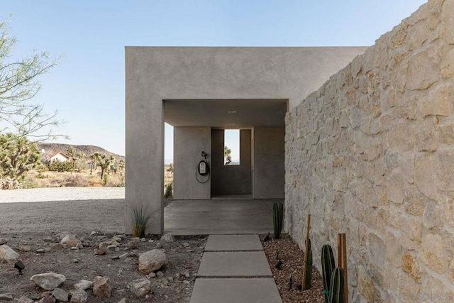 entrance to property featuring a mountain view