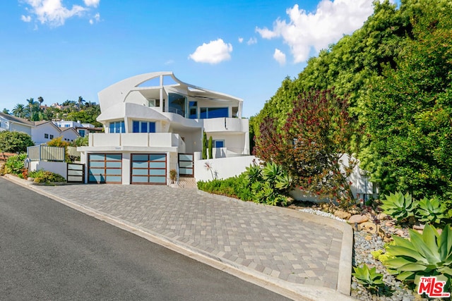 contemporary home featuring a garage