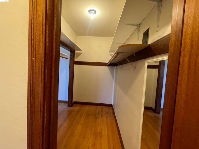 spacious closet featuring light hardwood / wood-style floors