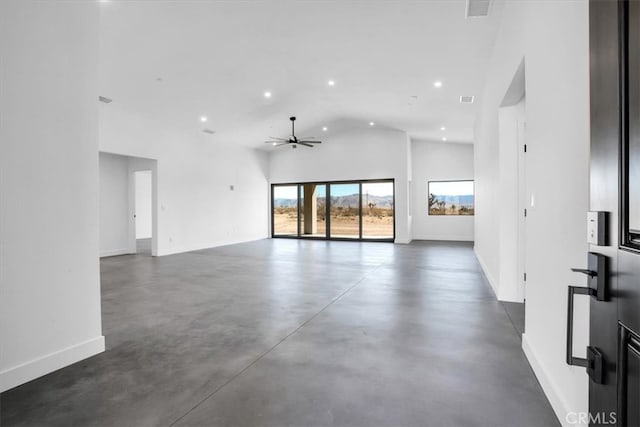 interior space featuring ceiling fan