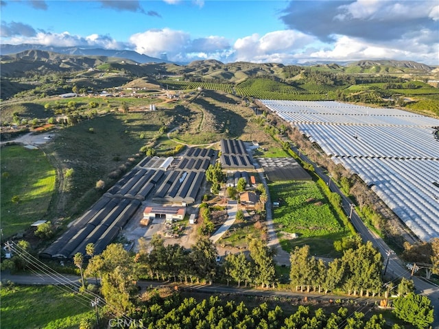 birds eye view of property with a mountain view