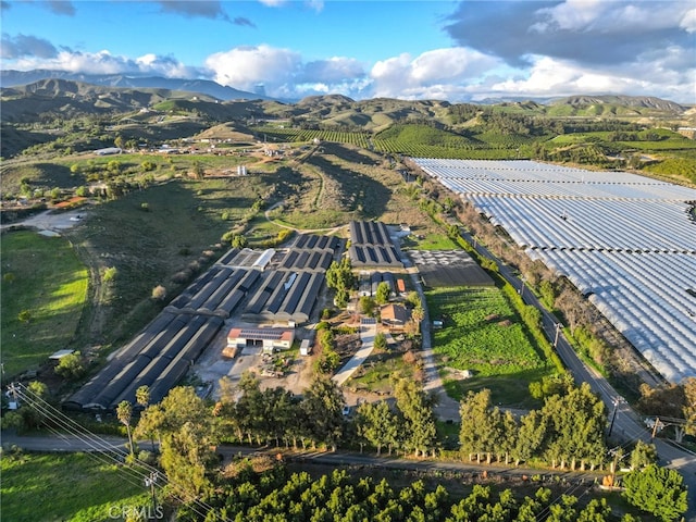 aerial view with a mountain view