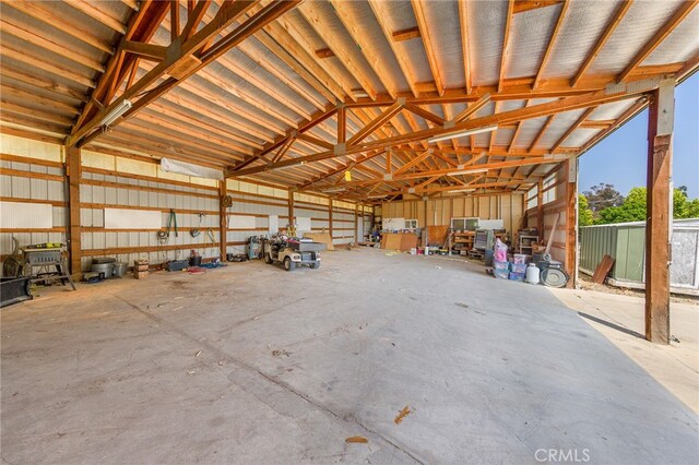garage with metal wall