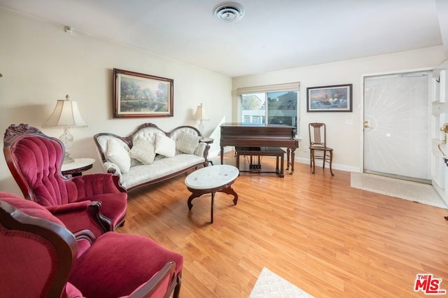 living room featuring light wood-type flooring