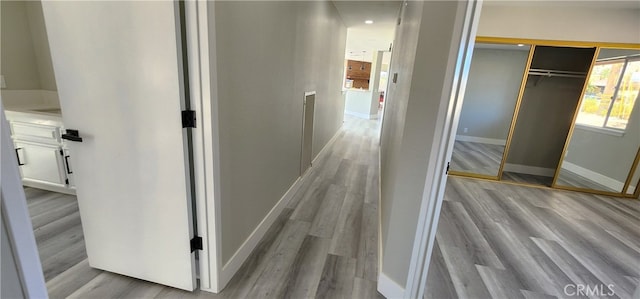 corridor featuring light hardwood / wood-style floors