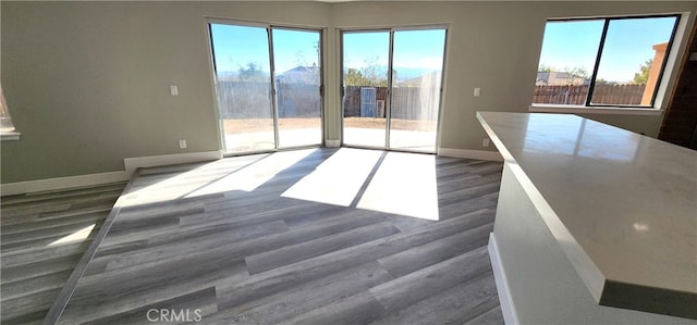 unfurnished room with dark wood-type flooring and a wealth of natural light