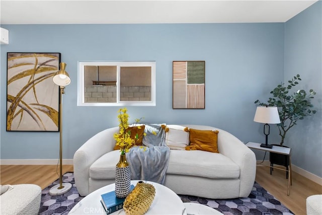 living room with hardwood / wood-style flooring