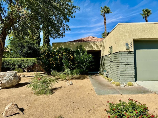 exterior space featuring a garage