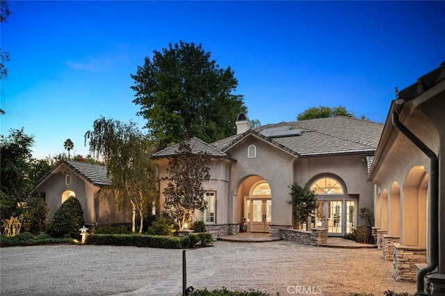 view of front facade with french doors