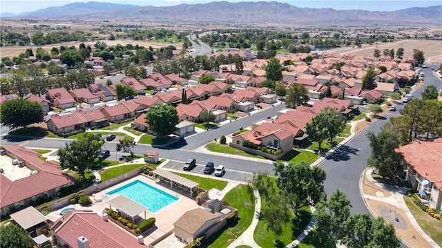 aerial view with a mountain view