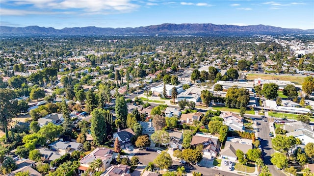 aerial view with a mountain view