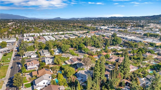 aerial view with a mountain view