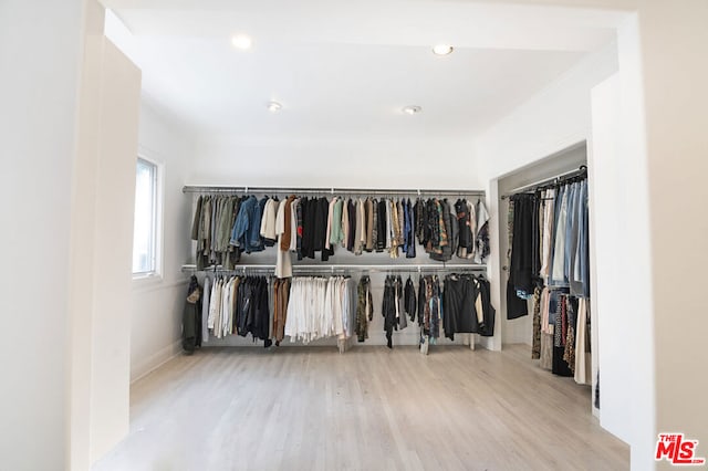 spacious closet with hardwood / wood-style floors