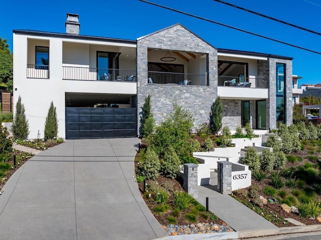 contemporary home featuring a balcony