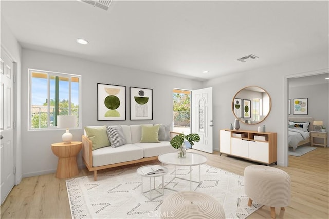 living room featuring light hardwood / wood-style flooring