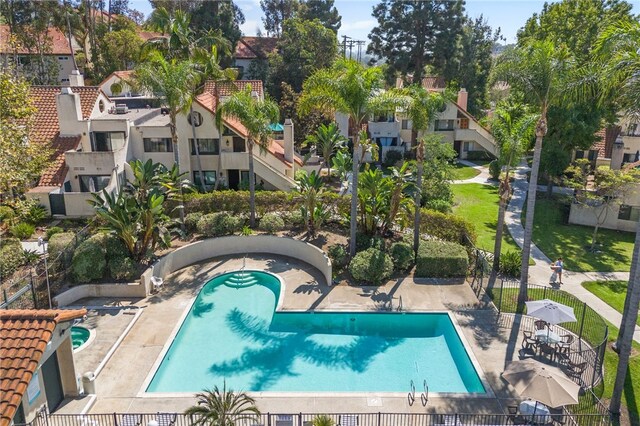 view of pool featuring a patio