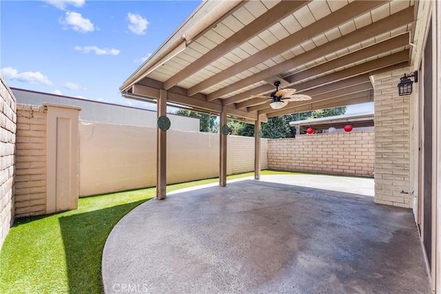 view of patio with ceiling fan