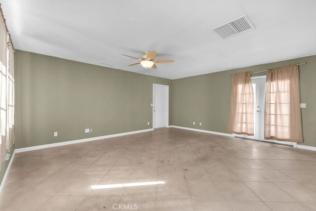 spare room featuring ceiling fan