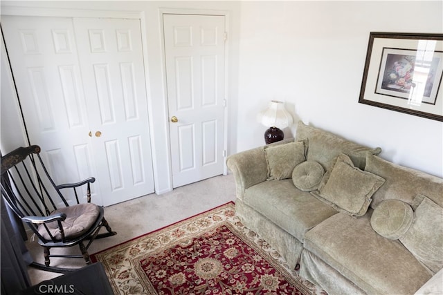 living room with carpet floors