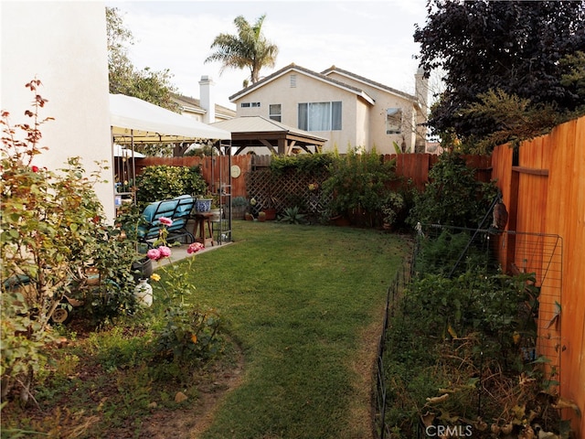 view of yard with a gazebo