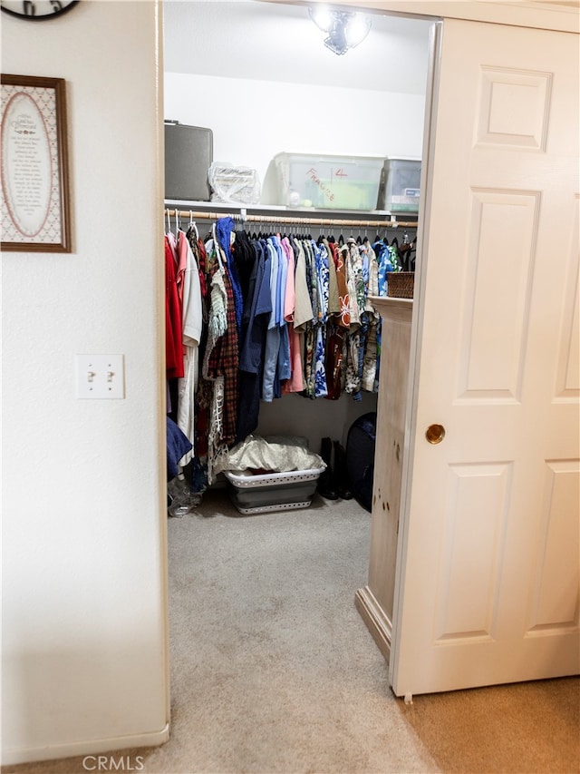 spacious closet with light colored carpet