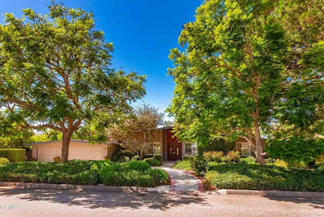 obstructed view of property featuring a garage