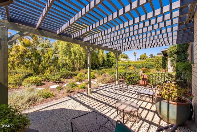 view of patio / terrace featuring a pergola