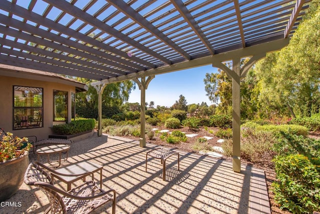 view of patio / terrace featuring a pergola