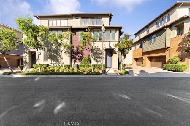 exterior space with a garage