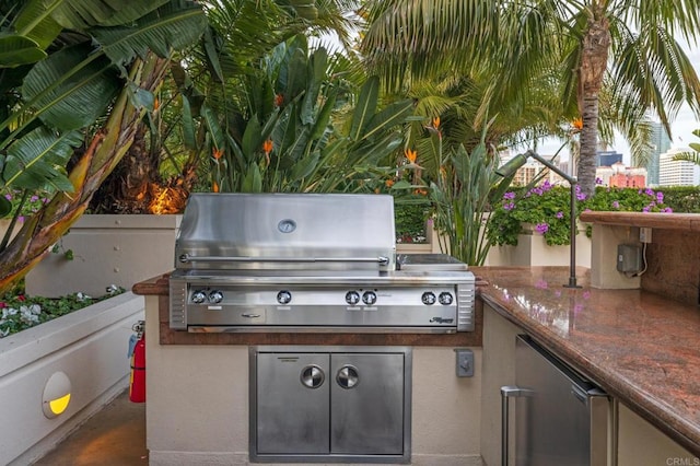 view of patio featuring an outdoor kitchen and area for grilling